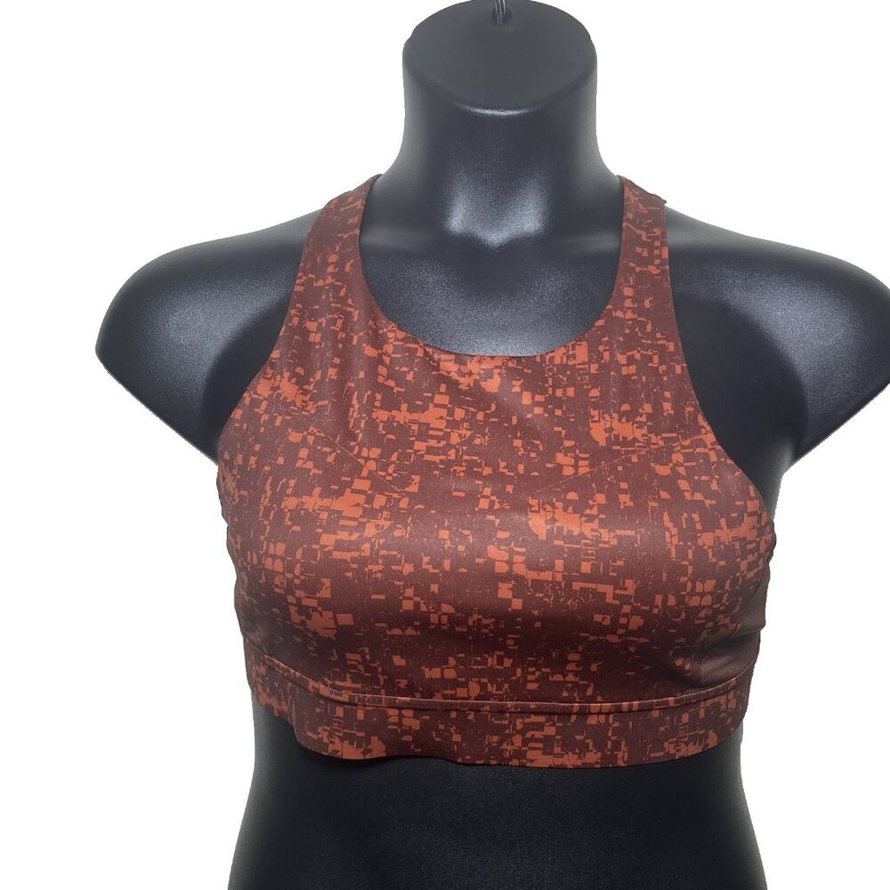 Brooks NWOT 38A/B Drive 3 Pocket Run Bra Glitch Print Copper Compression Wicking